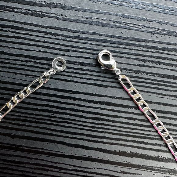 NEW 18K White Gold Plated Figaro 18" Chain / Layering Necklace - 18-inches - Picture 6 of 12